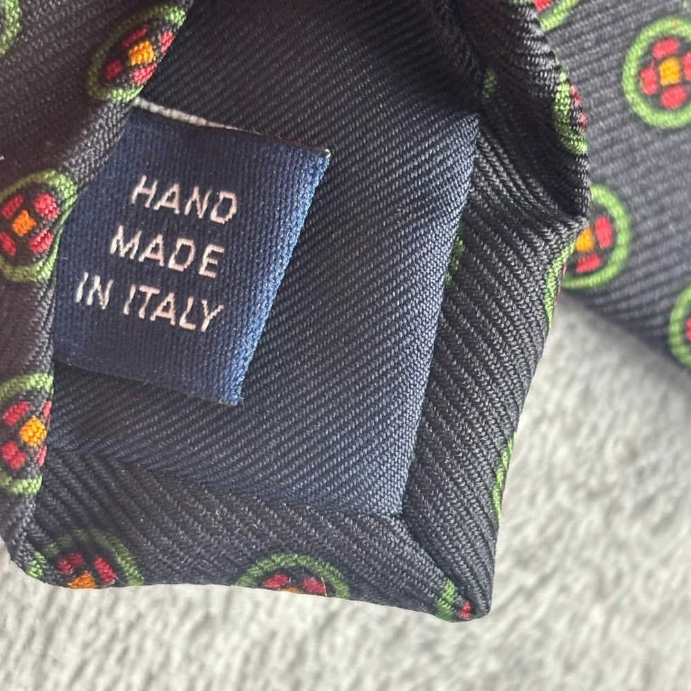 Polo Ralph‎ Lauren Necktie Mens OS Navy Blue Green Red Medallion Silk Italy Tie